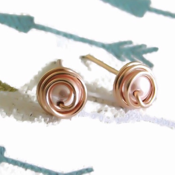 Moodtherapy Jewelry Rose Gold Pink Faux Pearl Stud Earrings Poshmark